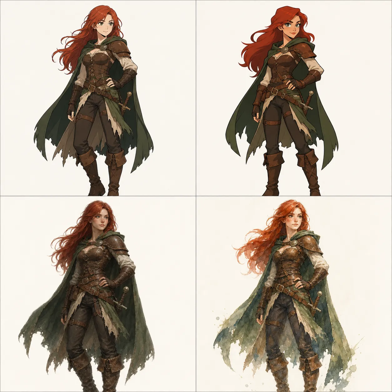 Character reference sheets in anime, cartoon, semi-realistic, and custom hybrid art styles.