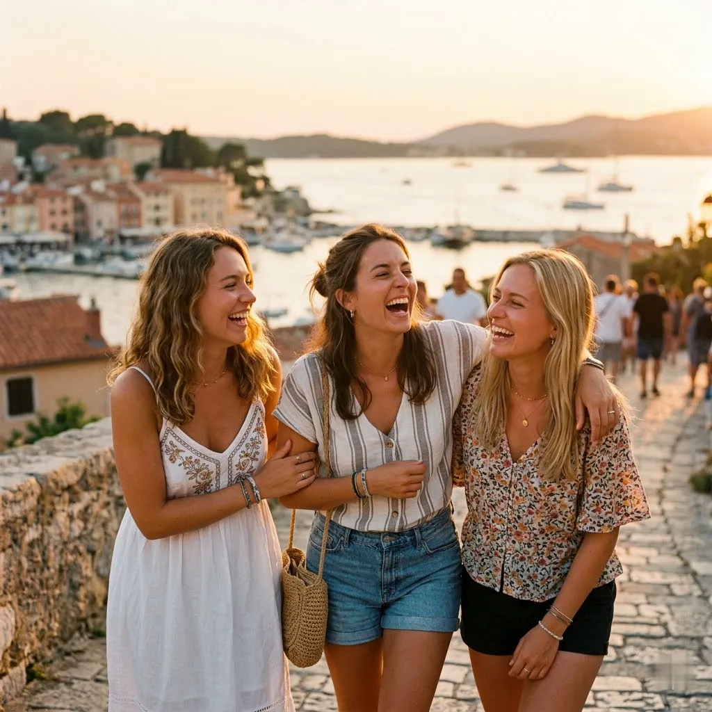 Group photo skin tone correction with multiple people adjusted to a cohesive complexion under uneven lighting.